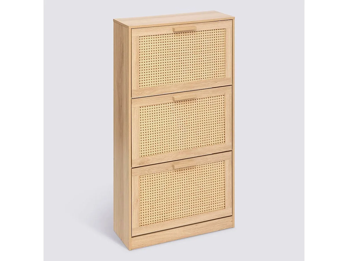 Meuble colonne à chaussures 3 tiroirs 18 paires - Longueur 60 x Profondeur 24 x Hauteur 113 cm
