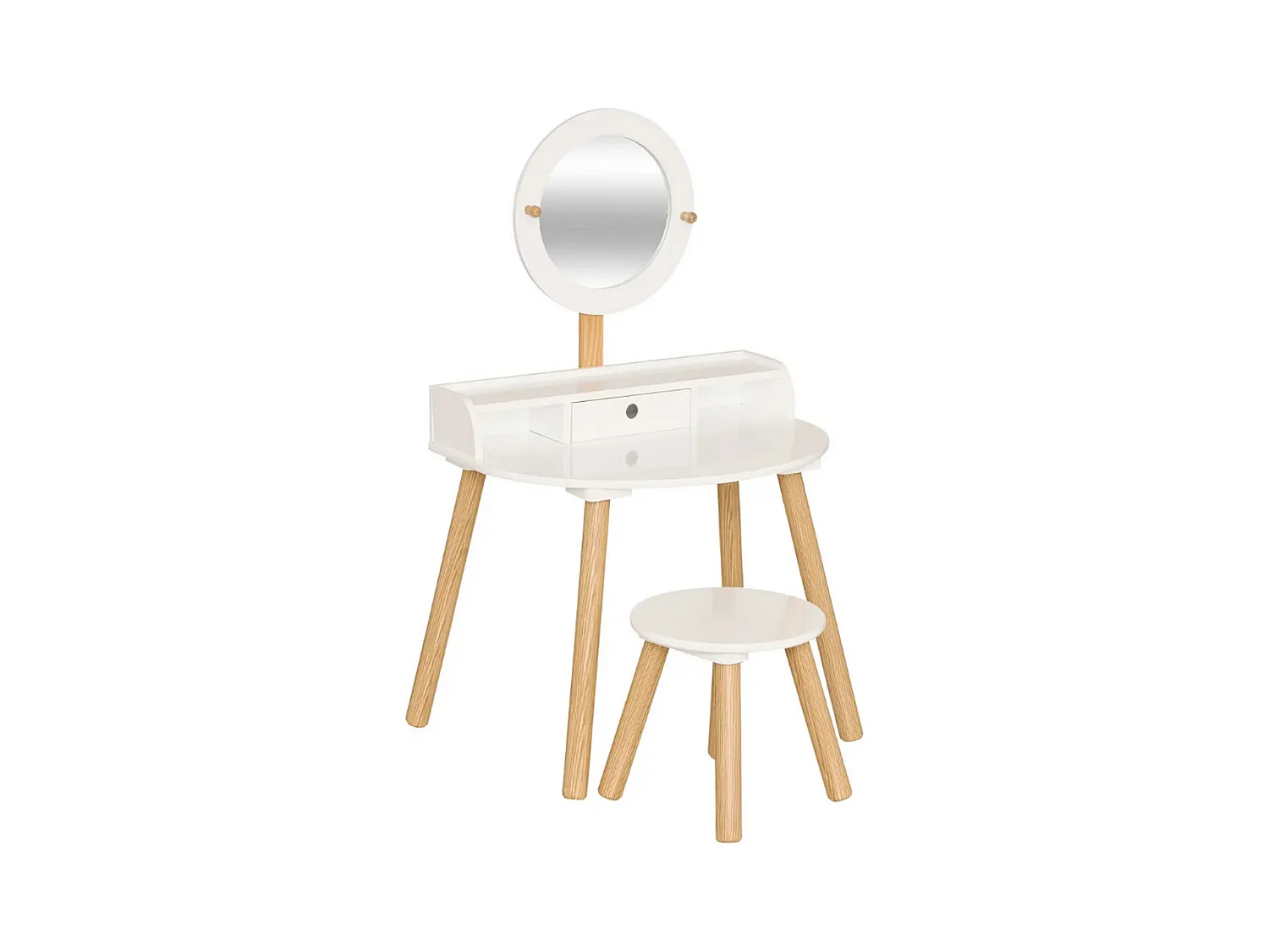 Coiffeuse enfant avec miroir et tabouret Blanc - Longueur 60,7 x Profondeur 42 x Hauteur 89,2 cm