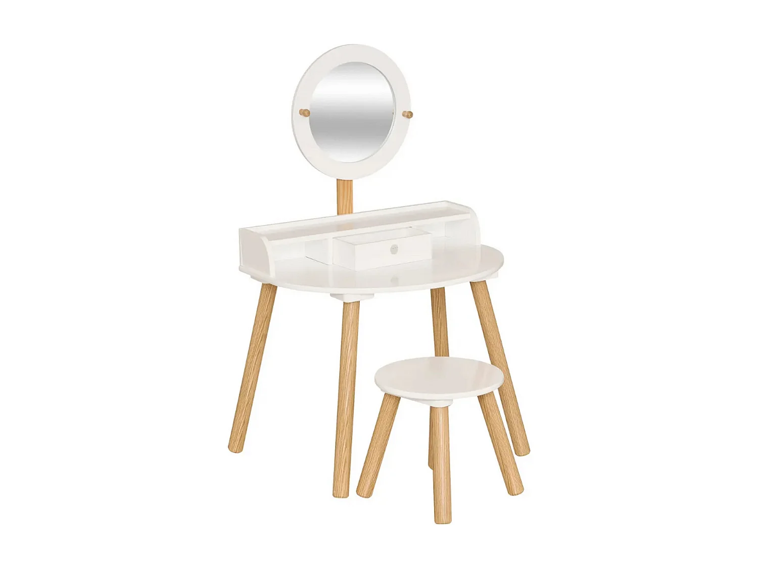 Coiffeuse enfant avec miroir et tabouret Blanc - Longueur 60,7 x Profondeur 42 x Hauteur 89,2 cm
