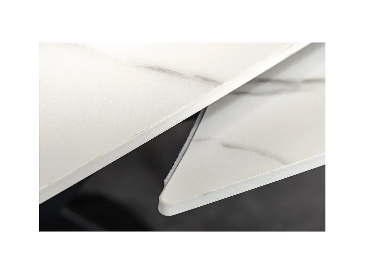 Table ATONIA – Ovale extensible 130 à 190 cm – Plateau céramique effet marbre blanc – Pieds métal – Style moderne