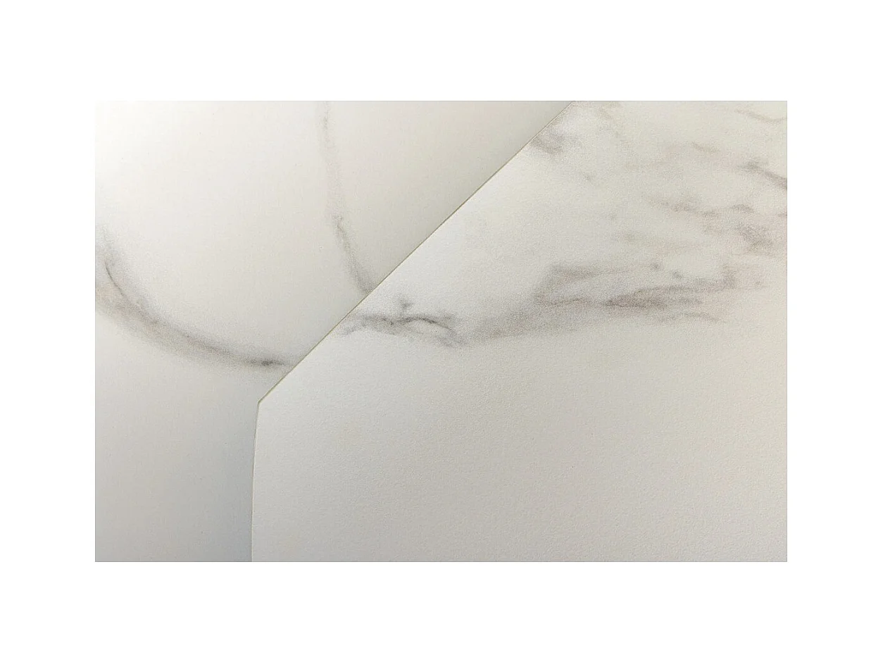 Table ATONIA – Ovale extensible 130 à 190 cm – Plateau céramique effet marbre blanc – Pieds métal – Style moderne