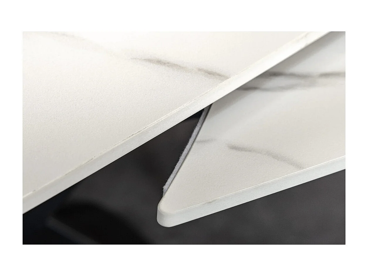 Table ATONIA – Ovale extensible 130 à 190 cm – Plateau céramique effet marbre blanc – Pieds métal – Style moderne