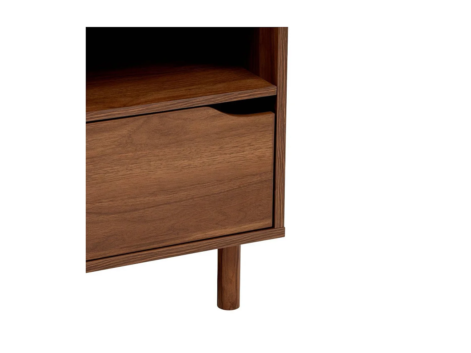 Table de nuit , Chevet 2 étagères et 1 porte coloris effet bois foncé - Longueur 40 x Profondeur 40 x Hauteur 57,5 cm