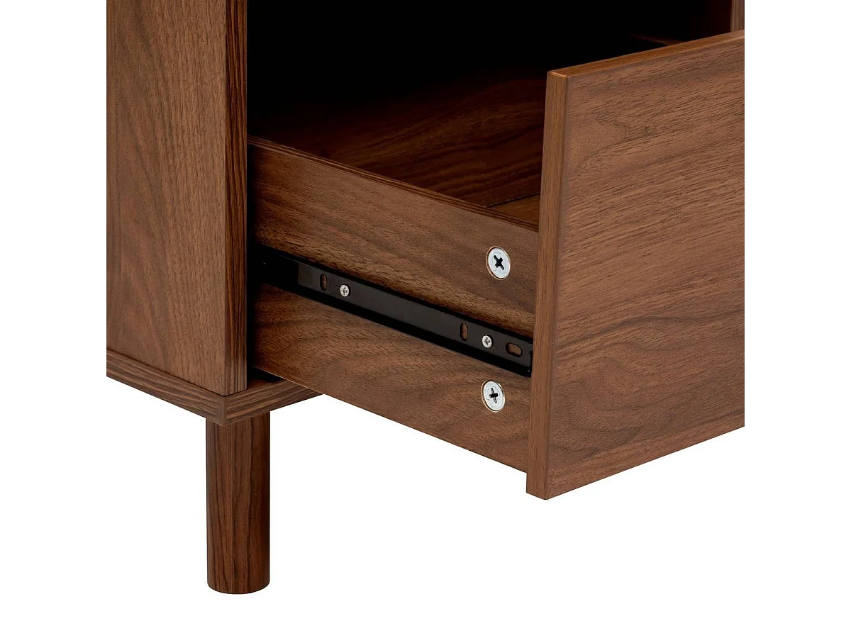 Table de nuit , Chevet 2 étagères et 1 porte coloris effet bois foncé - Longueur 40 x Profondeur 40 x Hauteur 57,5 cm