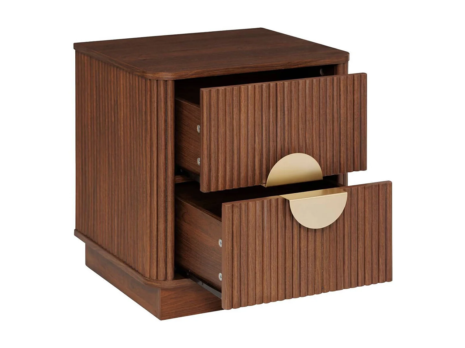 Table de nuit Chevet avec 2 tiroirs coloris Noyer - Longueur 45 x Profondeur 40 x Hauteur 50 cm