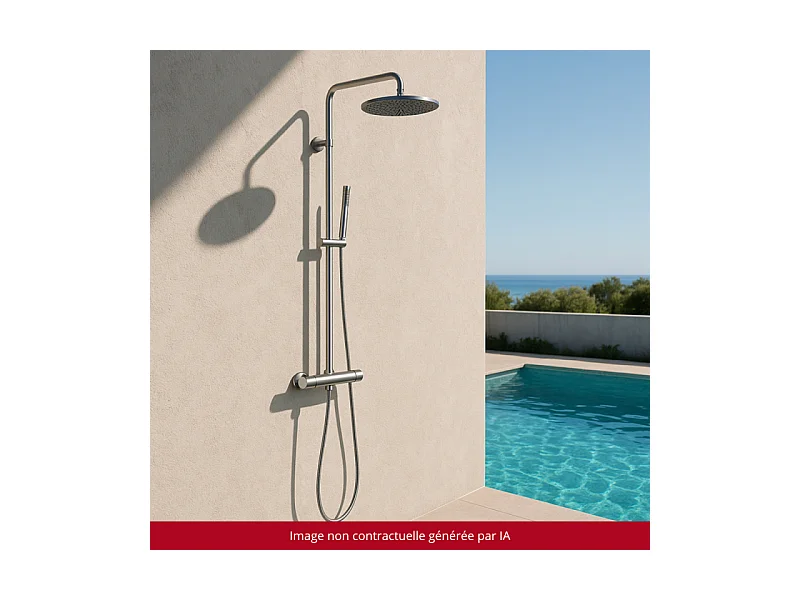Colonne de douche extérieure murale thermostatique CRISTINA ONDYNA Inox 316 en inox