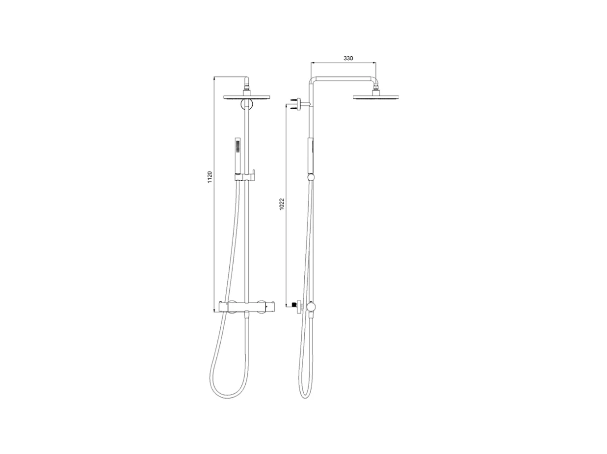 Colonne de douche extérieure murale thermostatique CRISTINA ONDYNA Inox 316 en inox