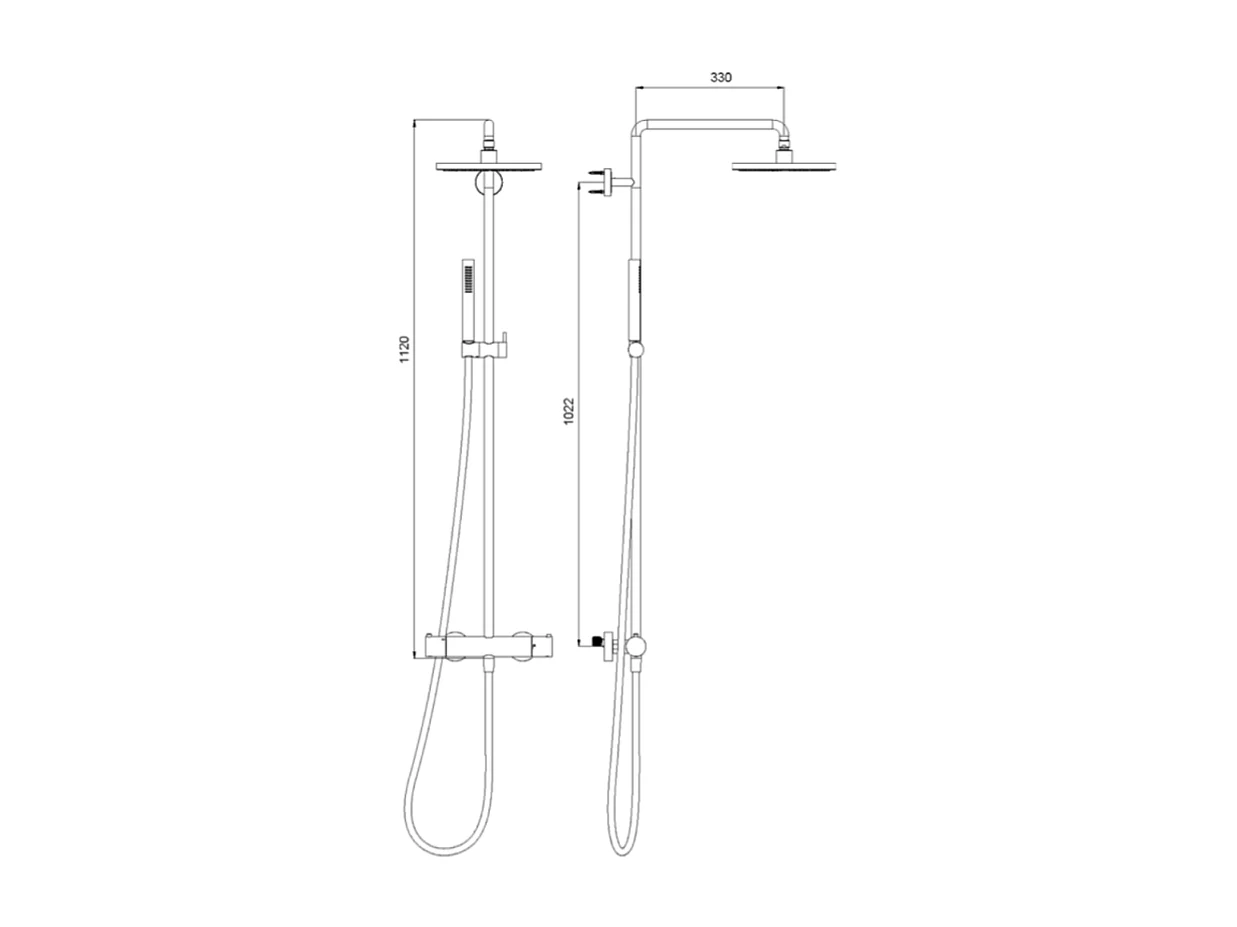 Colonne de douche extérieure murale thermostatique CRISTINA ONDYNA Inox 316 en inox