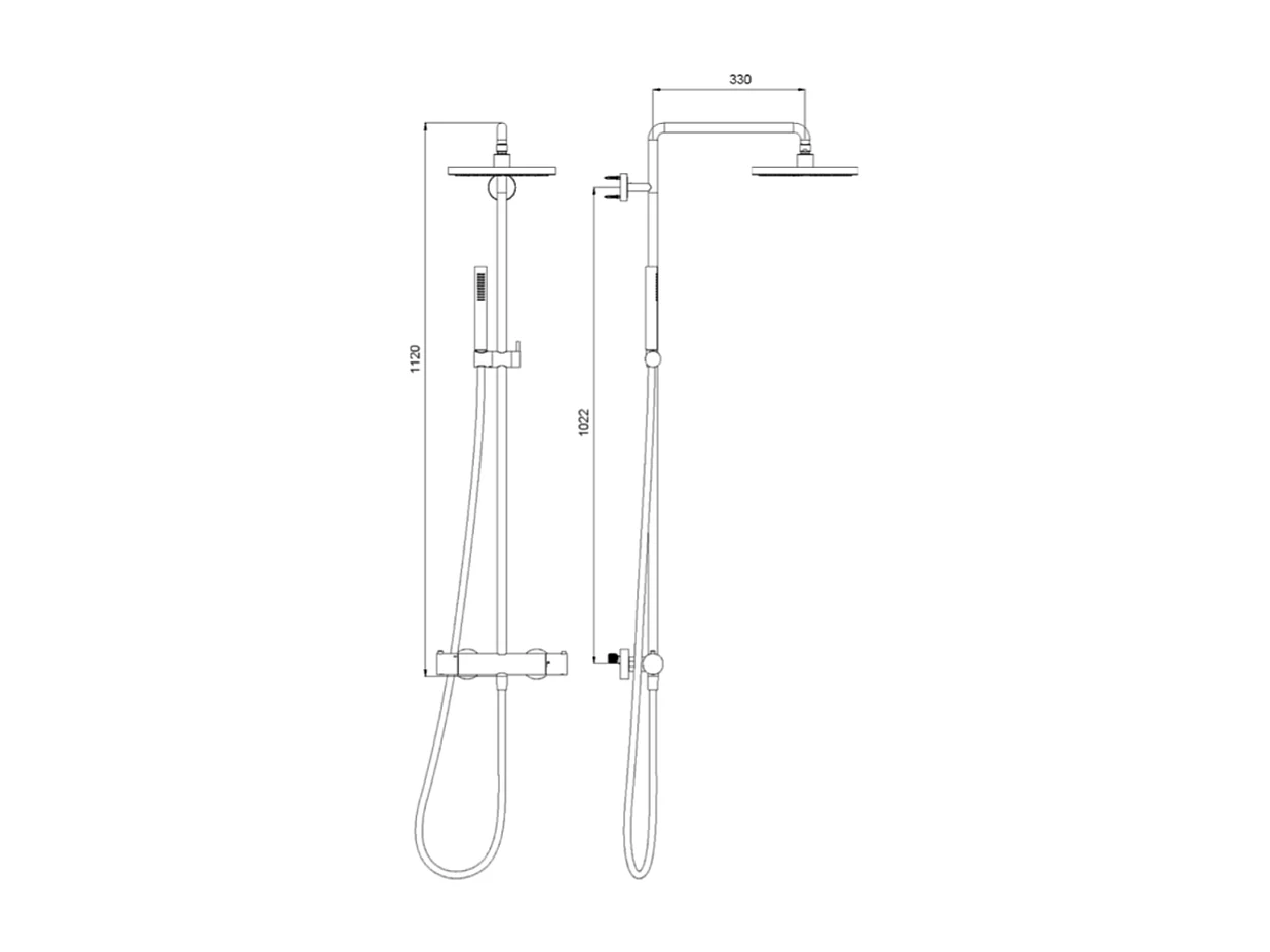 Colonne de douche extérieure murale thermostatique CRISTINA ONDYNA Inox 316 en inox