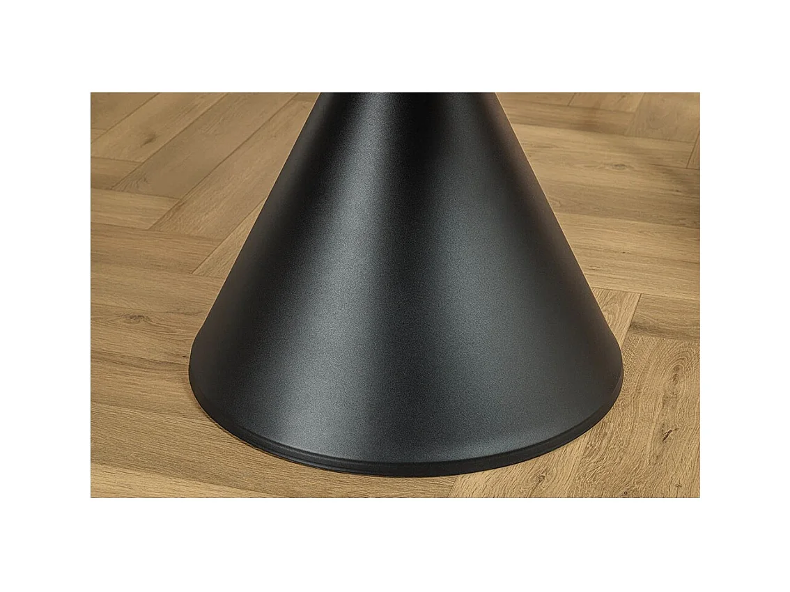 Table de salle à manger VOLTIS – Ronde diamètre 135 cm – Plateau céramique effet marbre blanc – Pieds métal – Style chic