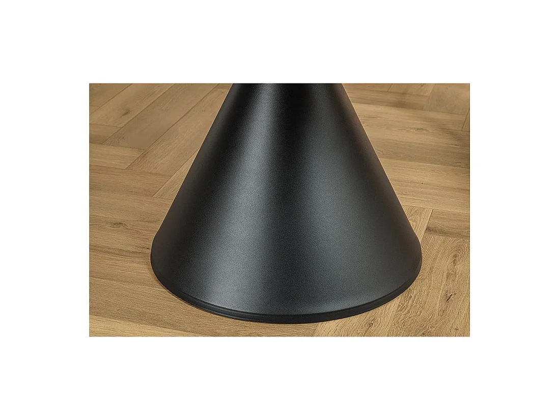 Eettafel VOLTIS - Rond diameter 135 cm - Keramisch blad met wit marmer effect - Metalen poten - Chique stijl