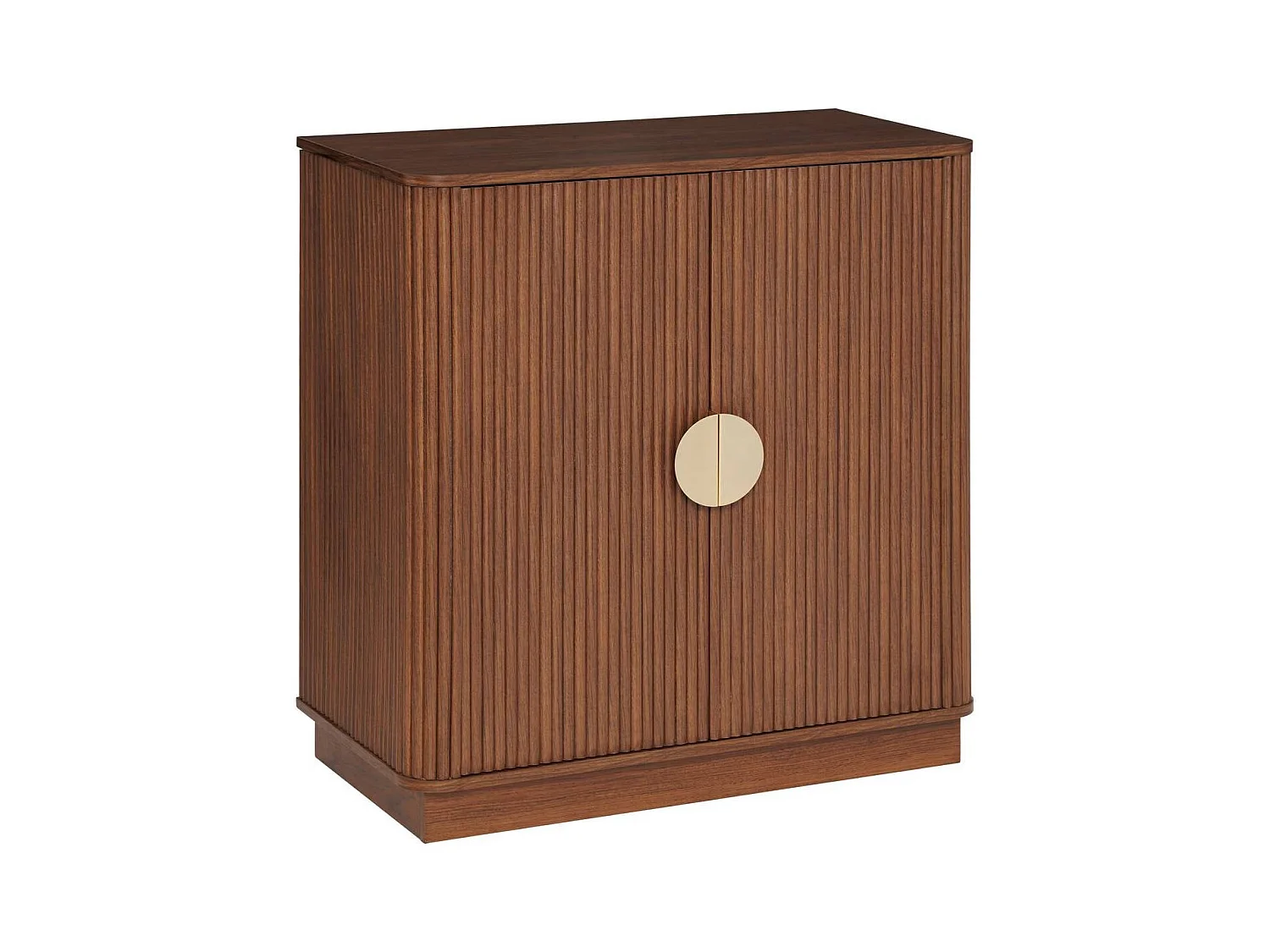 Buffet bas 2 portes meuble de rangement coloris Noyer - Longueur 80 x Profondeur 40 x Hauteur 85 cm