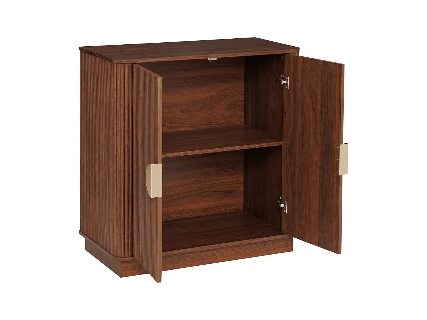 Buffet bas 2 portes meuble de rangement coloris Noyer - Longueur 80 x Profondeur 40 x Hauteur 85 cm