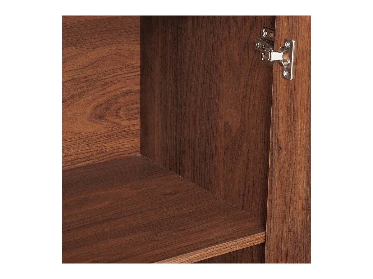 Buffet bas 2 portes meuble de rangement coloris Noyer - Longueur 80 x Profondeur 40 x Hauteur 85 cm