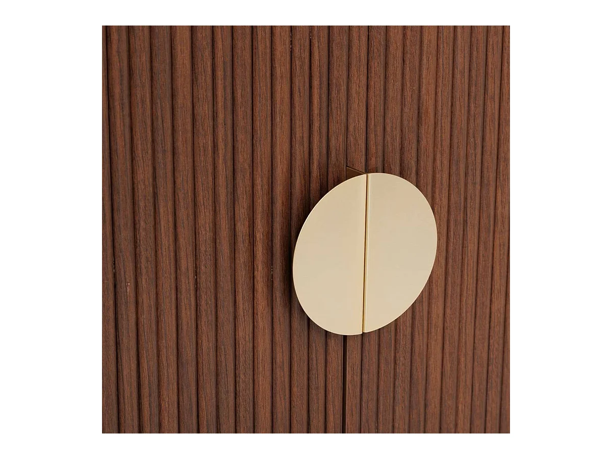 Buffet bas 2 portes meuble de rangement coloris Noyer - Longueur 80 x Profondeur 40 x Hauteur 85 cm