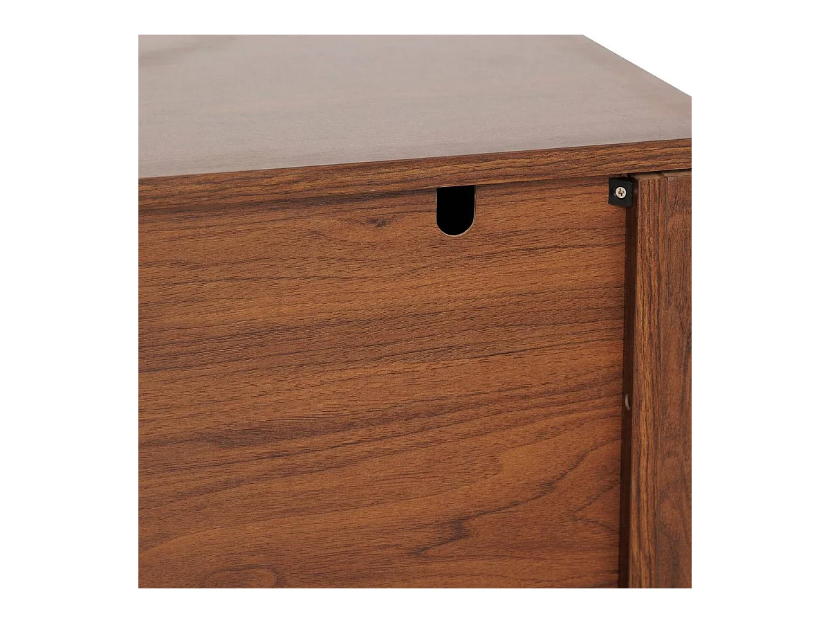 Buffet bas 2 portes meuble de rangement coloris Noyer - Longueur 80 x Profondeur 40 x Hauteur 85 cm