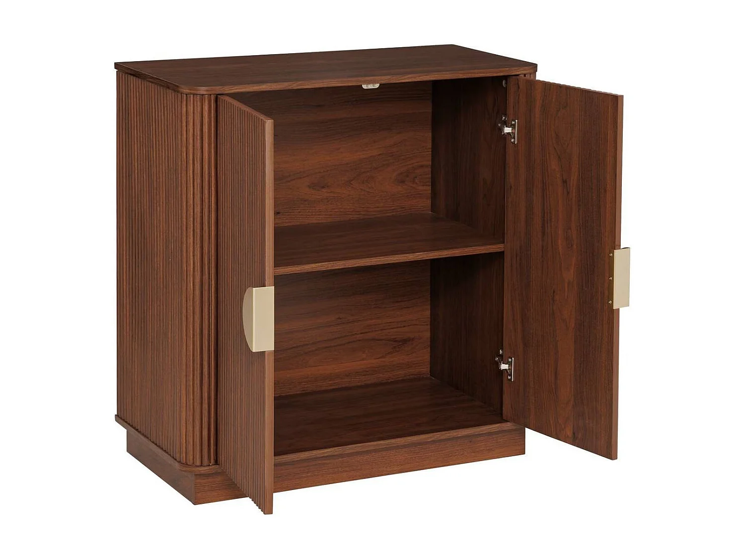 Buffet bas 2 portes meuble de rangement coloris Noyer - Longueur 80 x Profondeur 40 x Hauteur 85 cm