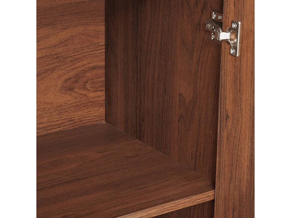 Buffet bas 2 portes meuble de rangement coloris Noyer - Longueur 80 x Profondeur 40 x Hauteur 85 cm