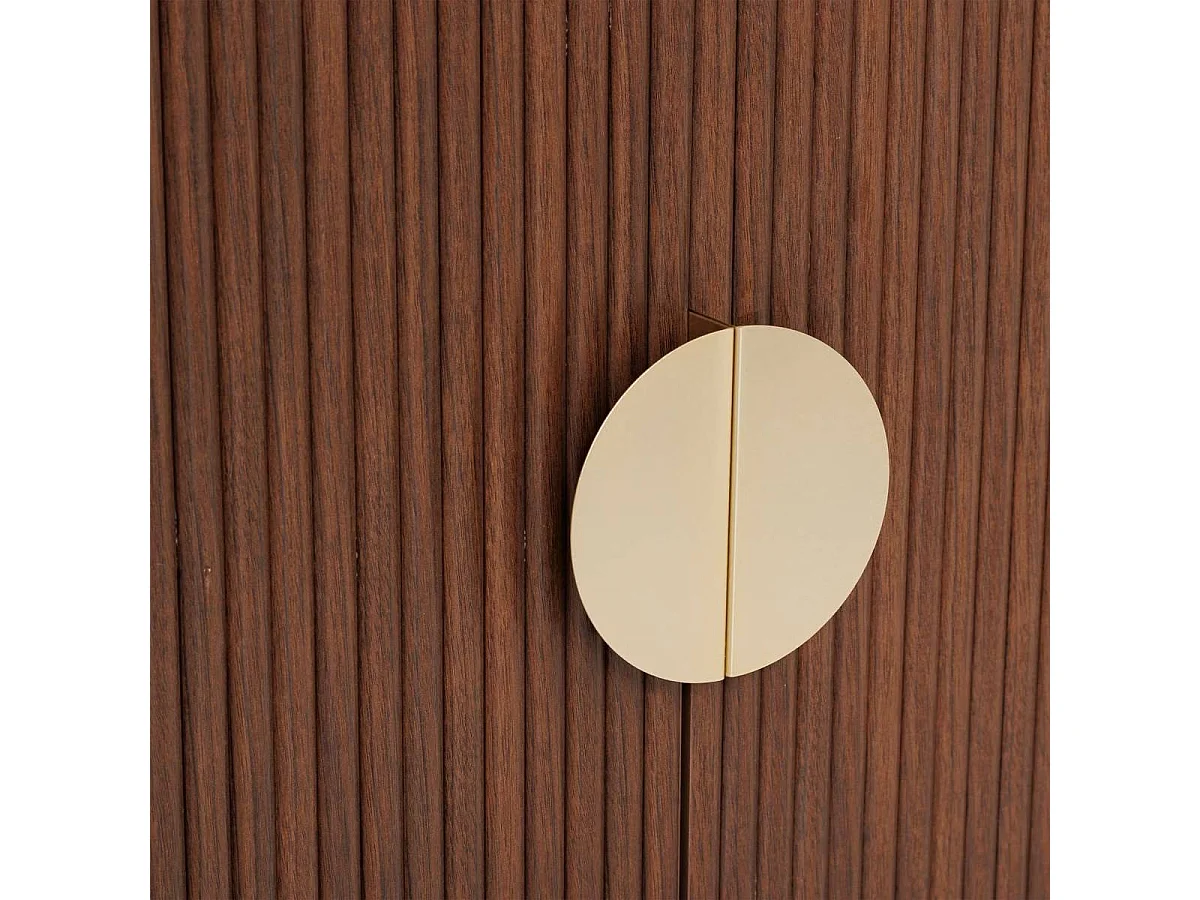 Buffet bas 2 portes meuble de rangement coloris Noyer - Longueur 80 x Profondeur 40 x Hauteur 85 cm