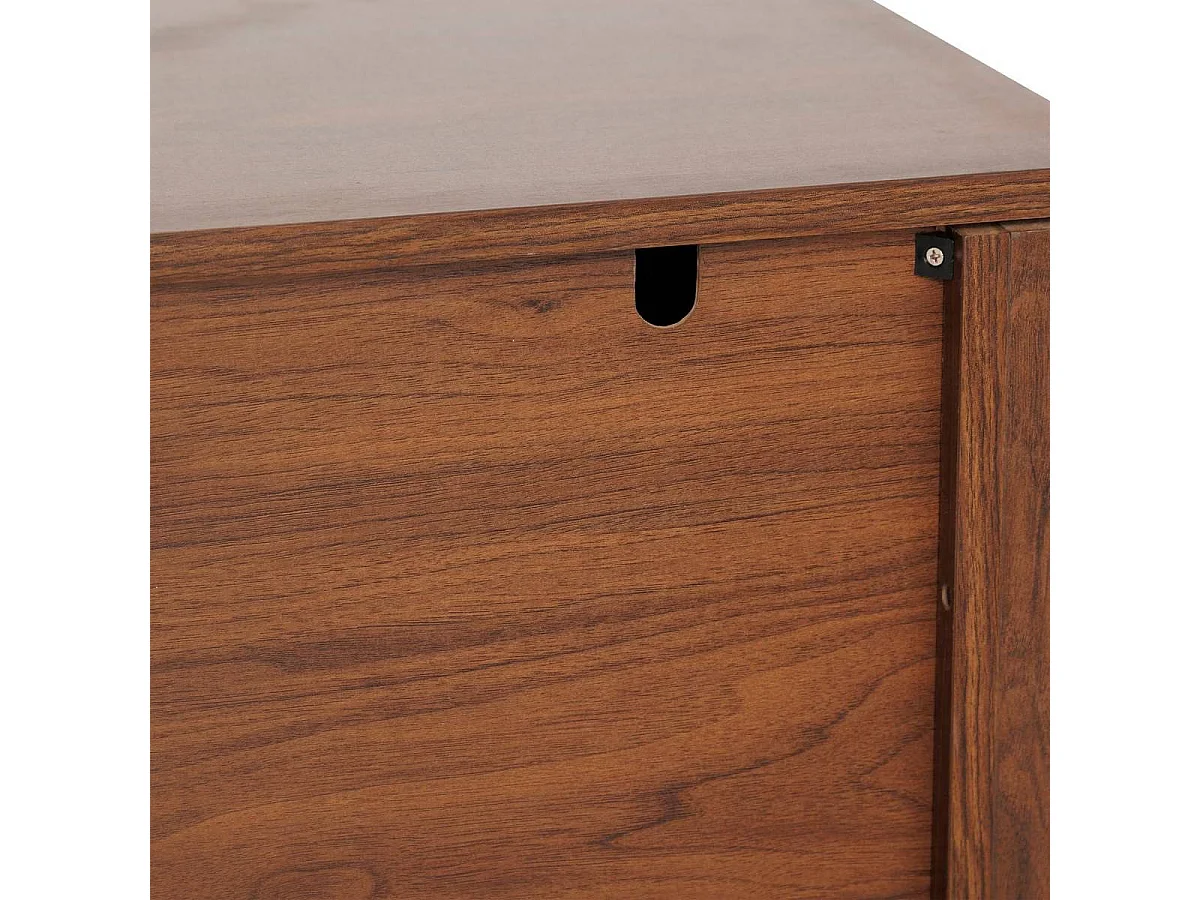 Buffet bas 2 portes meuble de rangement coloris Noyer - Longueur 80 x Profondeur 40 x Hauteur 85 cm