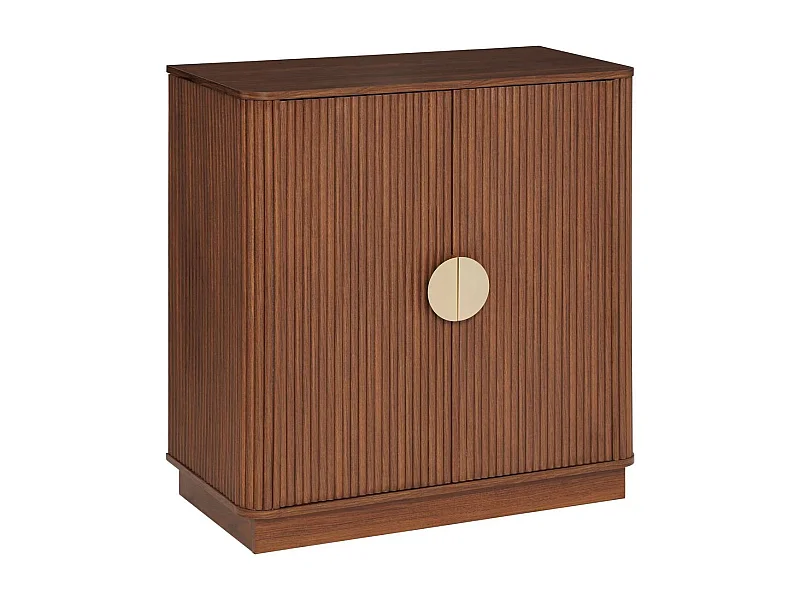 Buffet bas 2 portes meuble de rangement coloris Noyer - Longueur 80 x Profondeur 40 x Hauteur 85 cm