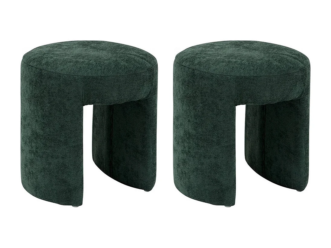 Lot de 2 Tabourets pouf revêtu en tissu vert - Longueur 38 x Profondeur 38 x Hauteur 38 cm