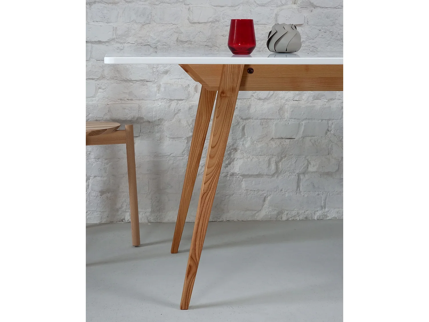 Table à manger extensible 90x65 Envelope Rose Poudré Chêne