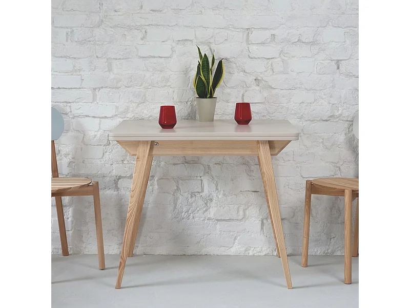 Mesa de jantar extensível 90x65cm Envelope Castanho Bege