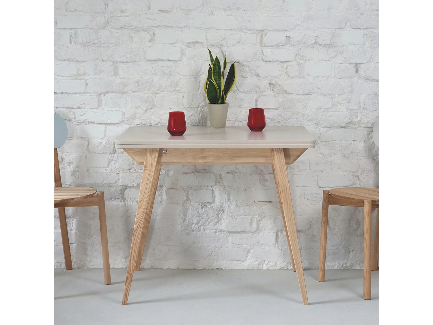 Table à manger extensible 90x65 Envelope Beige Brun