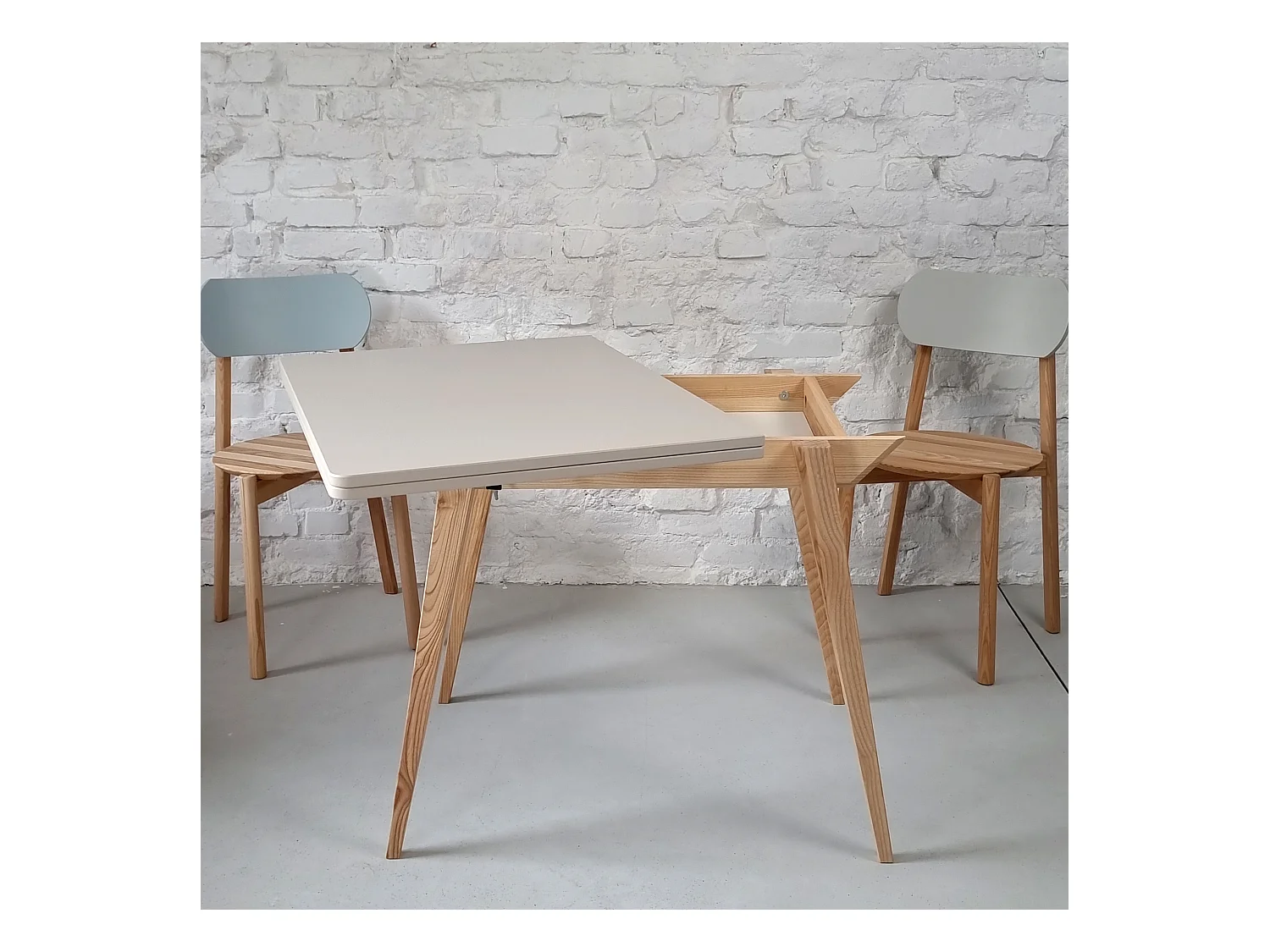 Table à manger extensible 90x65 Envelope Beige Brun