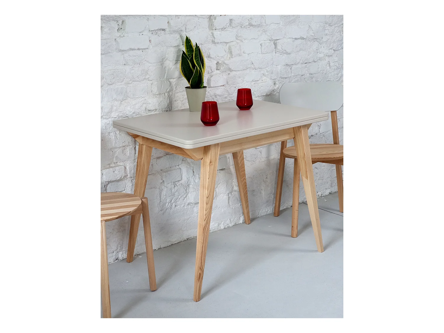 Table à manger extensible 90x65 Envelope Beige Brun