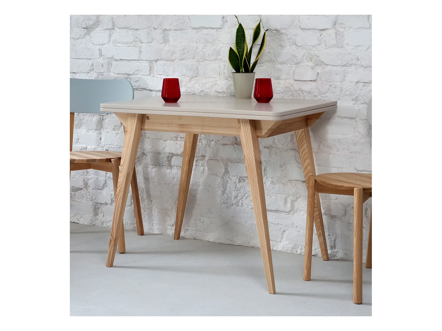 Table à manger extensible 90x65 Envelope Beige Brun