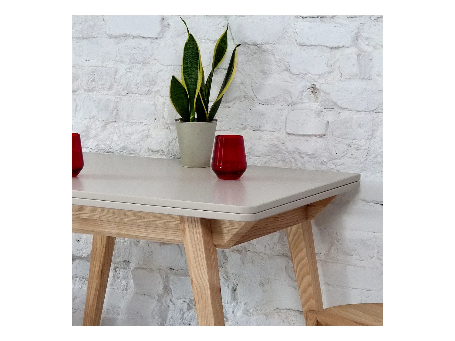 Table à manger extensible 90x65 Envelope Beige Brun