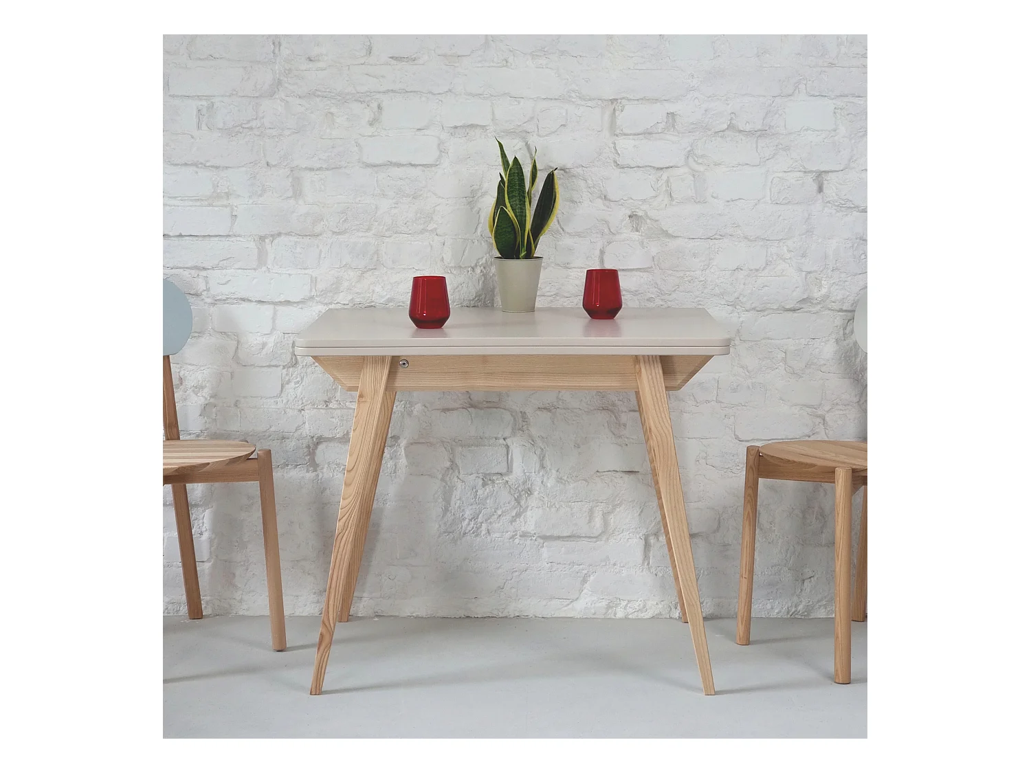 Table à manger extensible 90x65 Envelope Beige Brun