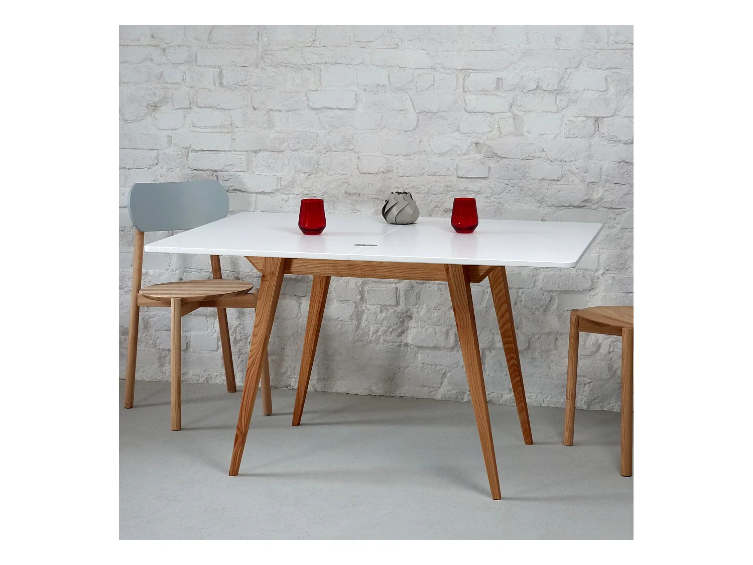 Table à manger extensible 90x65 Envelope Beige Brun Chêne