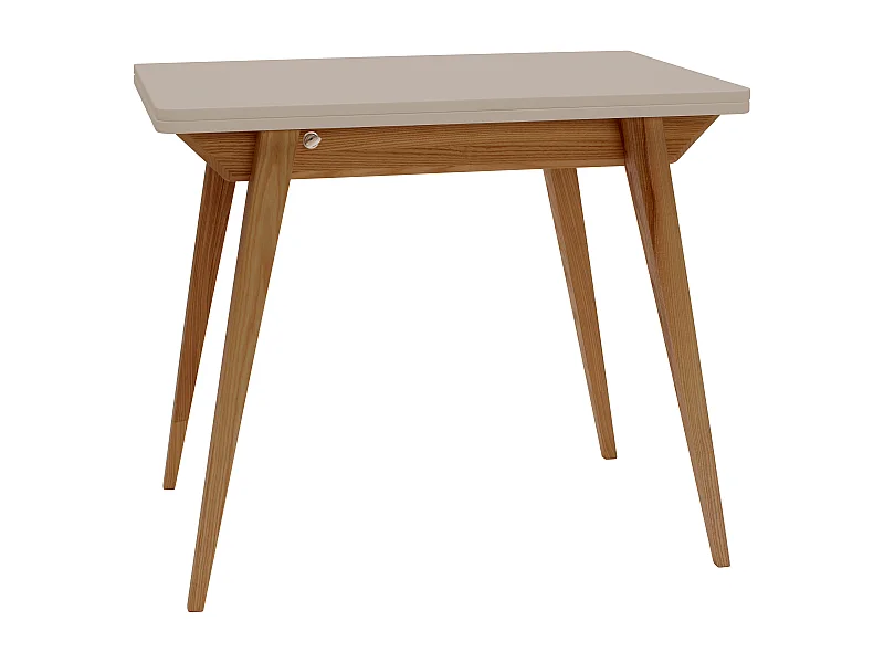 Uitschuifbare eettafel 90x65 cm Envelope Bruin Beige met eiken poten