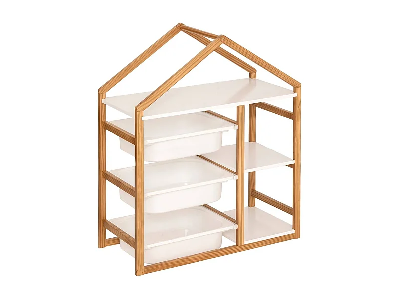 Bibliothéque meuble de rangement en forme maison - Longueur 68 x largeur 30 x Hauteur 82 cm