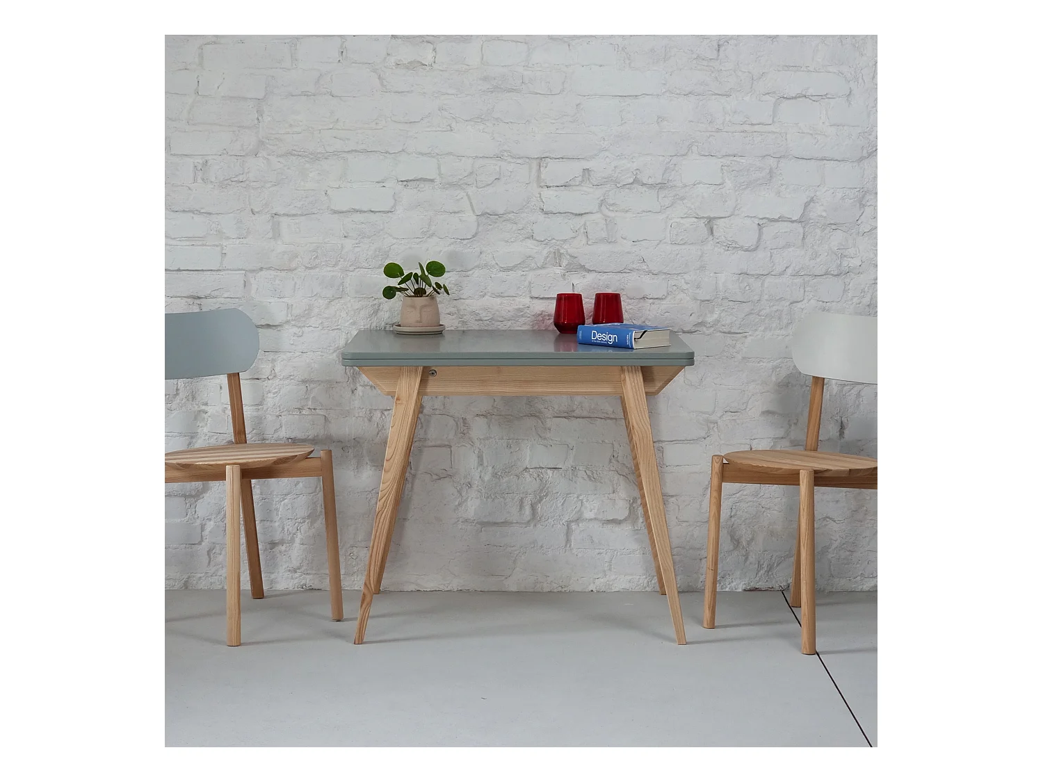 Table à manger extensible 90x65 Envelope Gris Béton