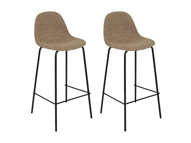 Lot de 2 tabourets de bar Marron avec repose-pieds - Longueur 41,5 x Profondeur 43,5 x Hauteur 96 cm