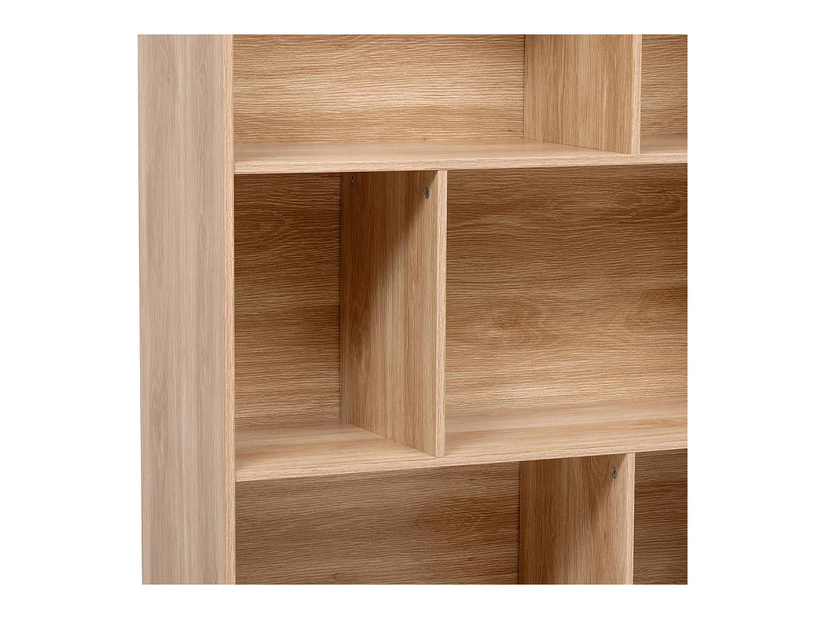 Bibliothèque étagère avec 8 niches coloris effet bois naturel - Longueur 80 x Profondeur 30 x Hauteur 160 cm