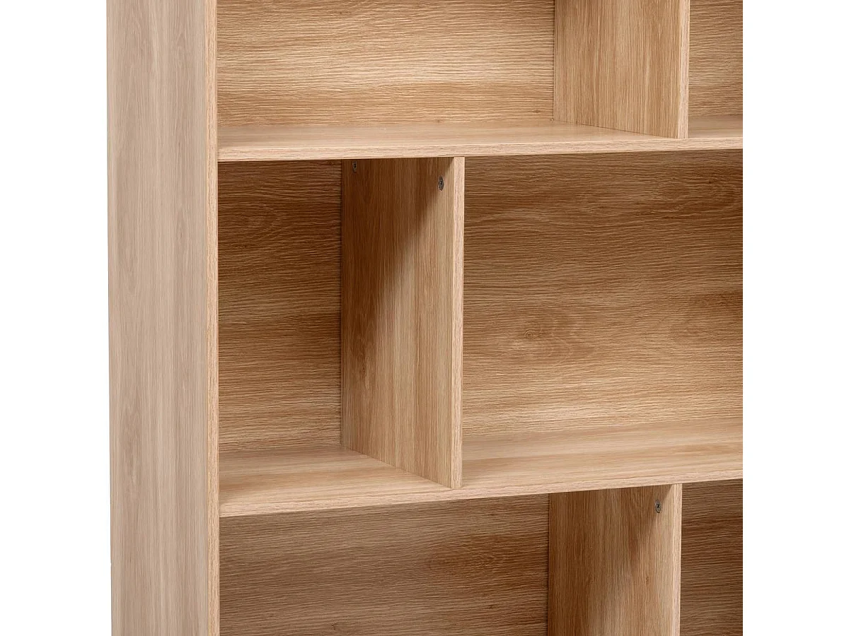 Bibliothèque étagère avec 8 niches coloris effet bois naturel - Longueur 80 x Profondeur 30 x Hauteur 160 cm