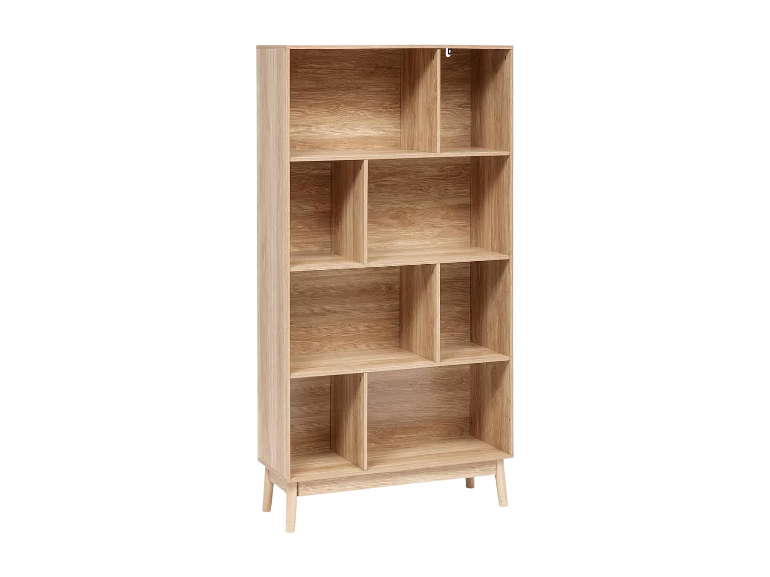 Bibliothèque étagère avec 8 niches coloris effet bois naturel - Longueur 80 x Profondeur 30 x Hauteur 160 cm