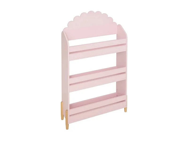 Bibliothèque enfant de 3 étagères coloris Rose - Longueur 61,5 x Largeur 18,5 x Hauteur 100 cm