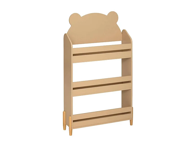 Bibliothèque enfant de 3 étagères coloris Beige - Longueur 61,5 x Largeur 18,5 x Hauteur 100 cm