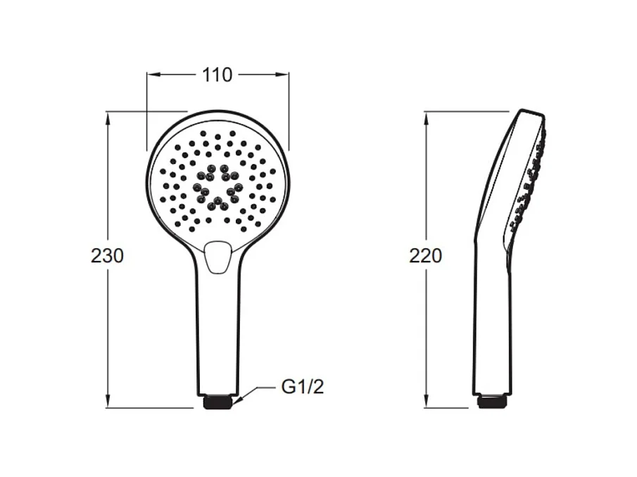 Pommeau de douche JACOB DELAFON Metro 3 jets noir + flexible + support