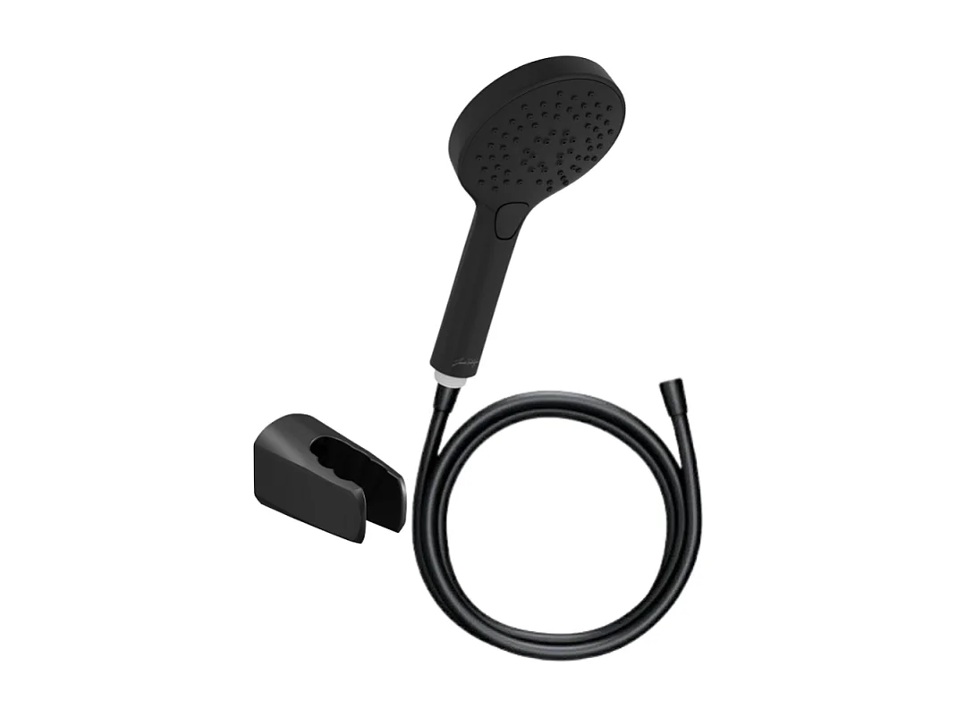 Pommeau de douche JACOB DELAFON Metro 3 jets noir + flexible + support