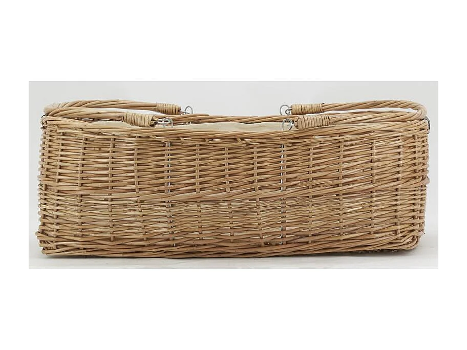 Grand panier rectangulaire en osier et coton