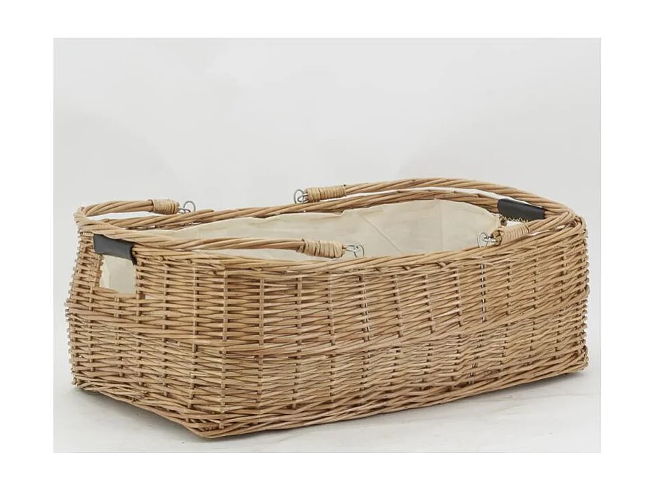 Grand panier rectangulaire en osier et coton