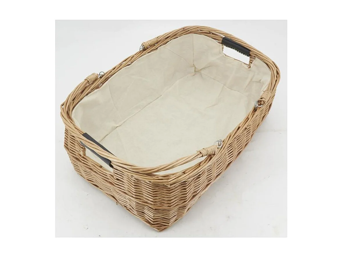Grand panier rectangulaire en osier et coton