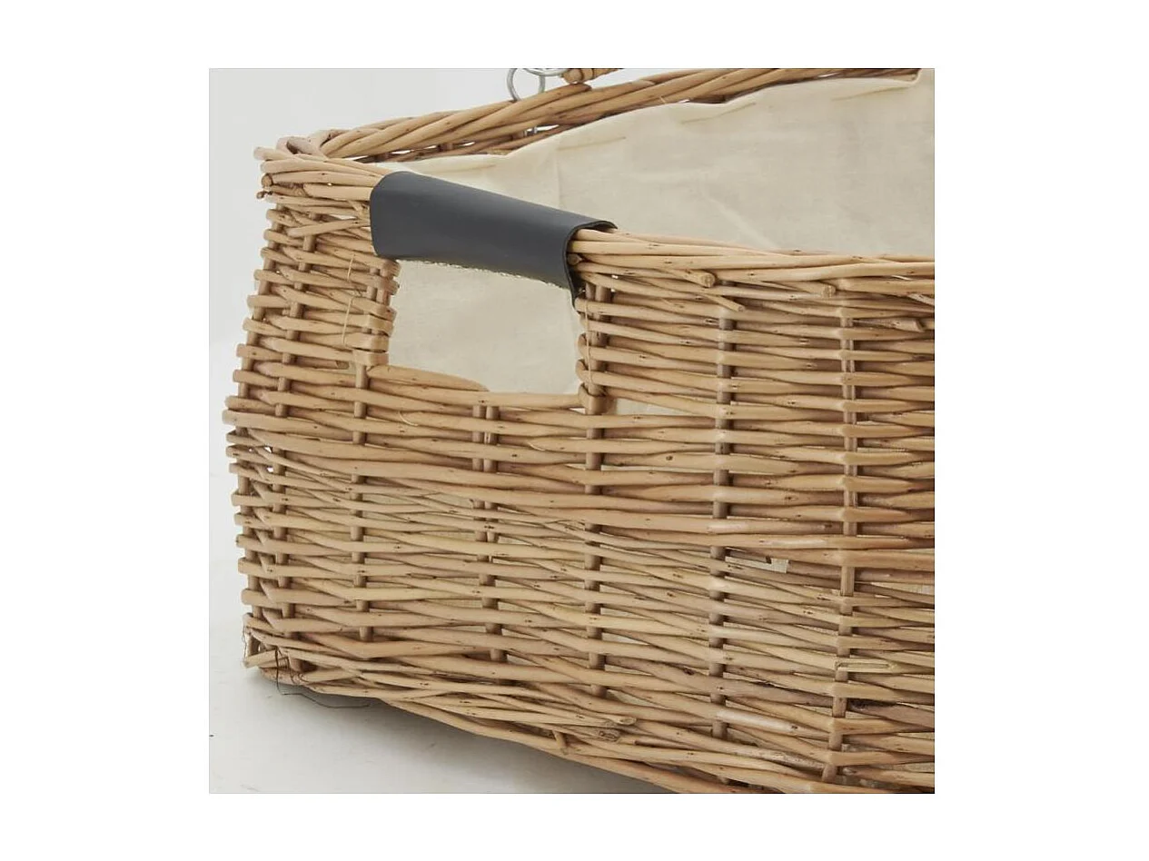 Grand panier rectangulaire en osier et coton